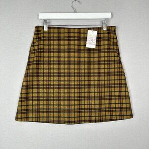 Sanctuary Evereve Womens Skirt Large Green Plaid A-Line Pull On Academia Boho